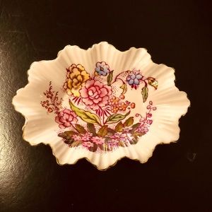 VTG Adderley Bone China oval scalloped trinket dish